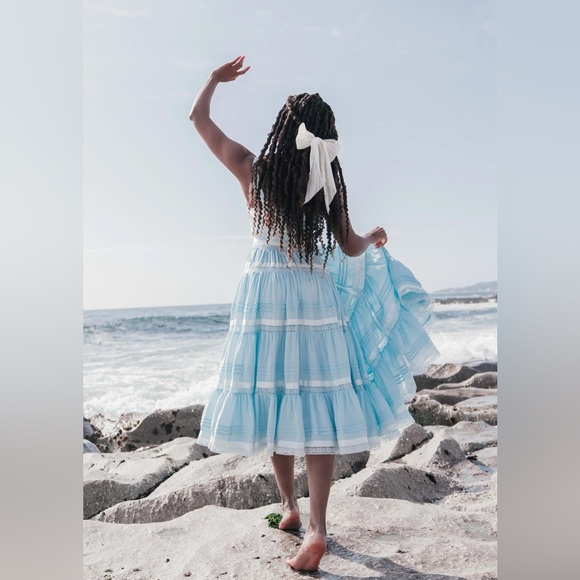 NWT Viral JessaKae Delores Tiered Blue White Midi Maxi Dress Size 1X - Picture 6 of 16